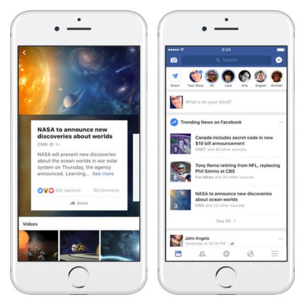 Facebook przeprojektował stronę wyników Trendy na iPhonie i testuje nowy sposób, aby ułatwić użytkownikom znajdowanie listy popularnych tematów w kanale aktualności.