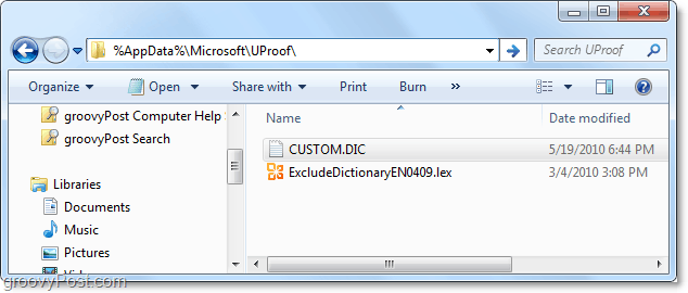 rzeczywista lokalizacja pliku custom.dic pakietu Office 2010