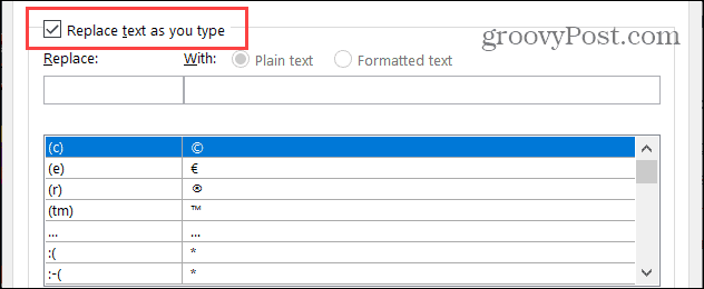 Zamień tekst podczas pisania w programie Word w systemie Windows