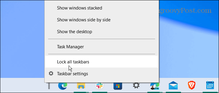 zablokuj wszystkie paski zadań centrum Windows 10 pasek zadań