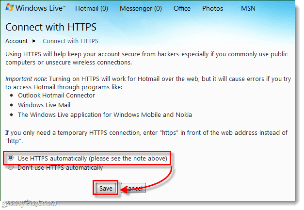Jak zawsze bezpiecznie łączyć się z Windows Live i Hotmail za pośrednictwem HTTPS