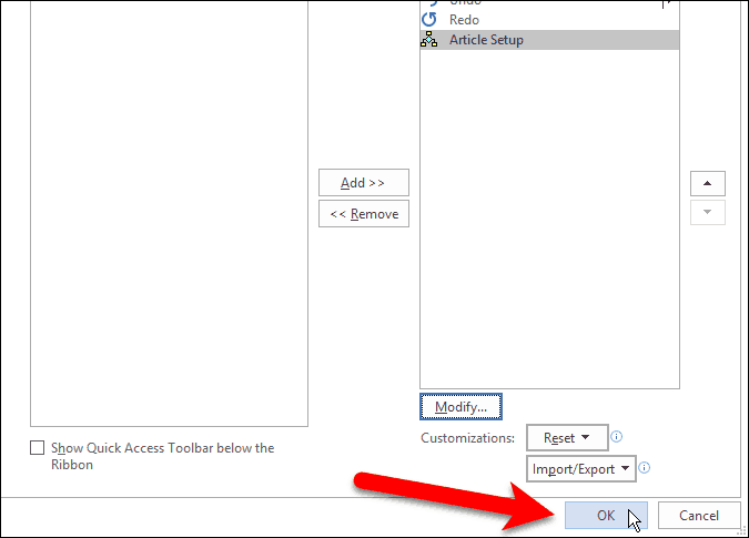 Zamknij okno dialogowe Opcje programu Word