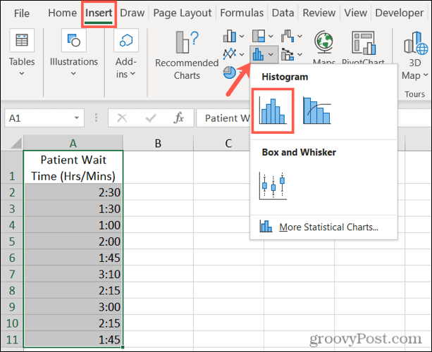 Wstaw histogram w Excelu