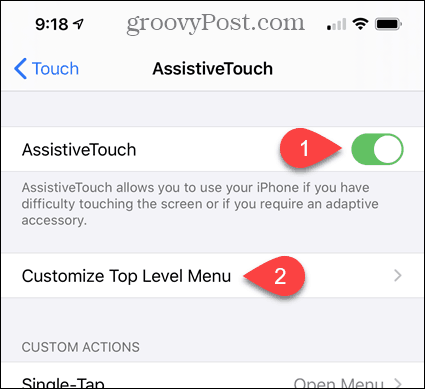 Włącz AssistiveTouch i dostosuj menu najwyższego poziomu w ustawieniach iPhone'a
