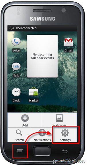 ekran główny ustawień menu Androida