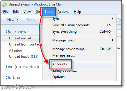 konta Windows Live Mail Tools