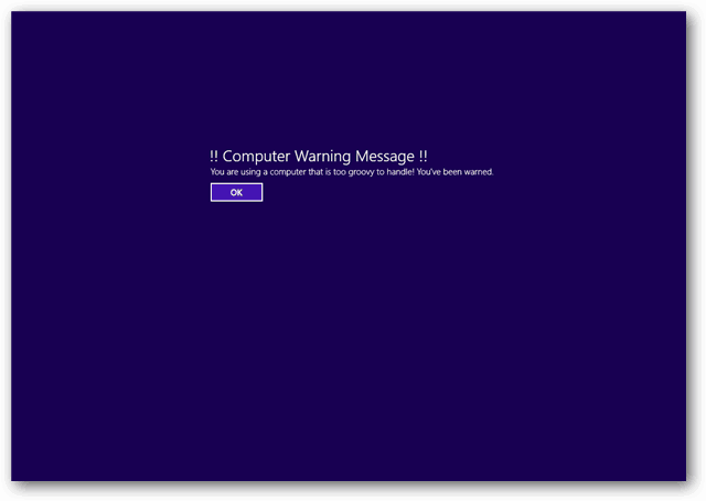 zrzut ekranu z komunikatem prawnym systemu Windows 8
