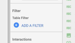 Użyj Google Data Studio, aby przeanalizować swoje reklamy na Facebooku, krok 17, opcja dodania filtra w obszarze Filtr i filtr tabeli