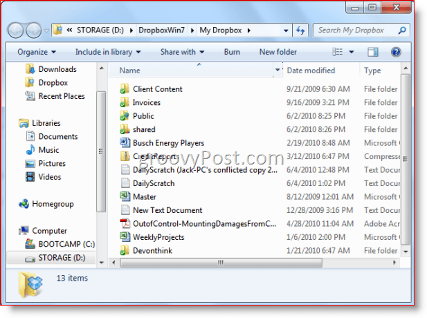 Folder Dropbox Windows 7 Windows Explorer