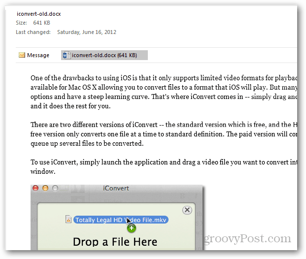 podgląd dokumentów w programie Outlook