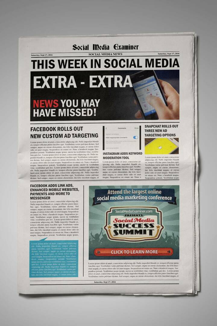 Facebook Custom Audiences jest teraz skierowany do osób przeglądających reklamy Canvas i inne wiadomości z mediów społecznościowych z 17 września 2016 r.