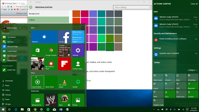 Spojrzenie na nowe opcje kolorów w systemie Windows 10