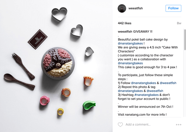 Foodie Instagrammer @weeatfish promował rozdanie Nanatang Bakes.
