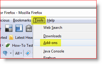 Otwórz menu dodatku do przeglądarki Firefox