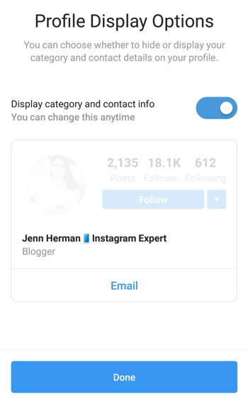 Wybór i wyświetlanie kategorii profilu twórcy na Instagramie.
