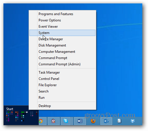 Menu użytkownika Windows 8 Power