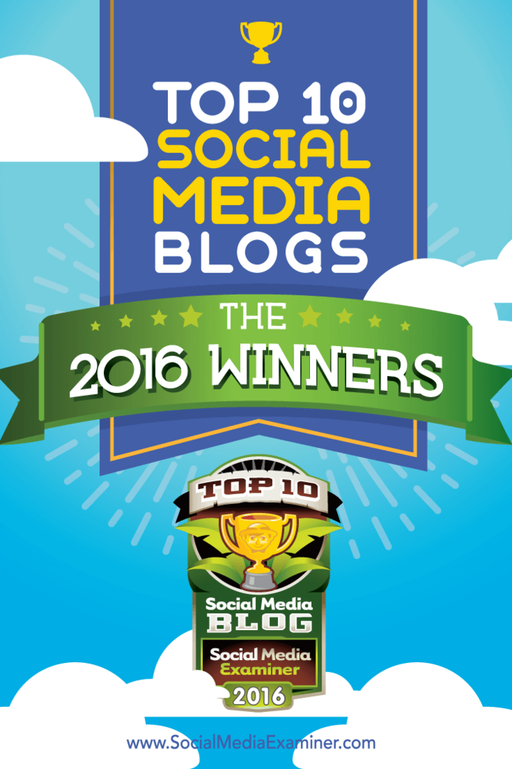 W 2016 r. Dziesięciu zwycięzców najlepszych blogów społecznościowych