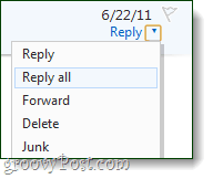 odpowiedz na wszystkie przyciski Odpowiedz i Dalej dla Hotmaila