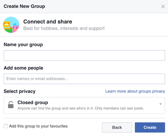 Wypełnij informacje o swojej grupie na Facebooku i dodaj członków.