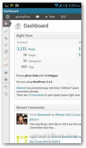 Wordpress-for-Android-Dashboard