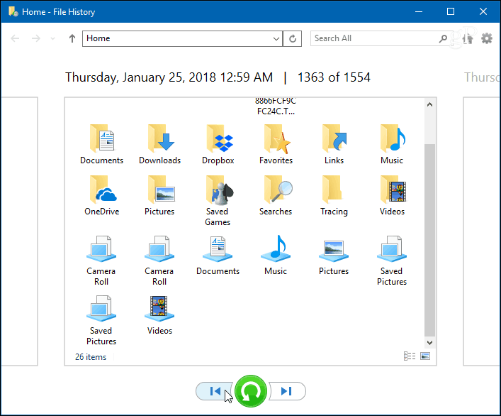 Historia plików systemu Windows 10
