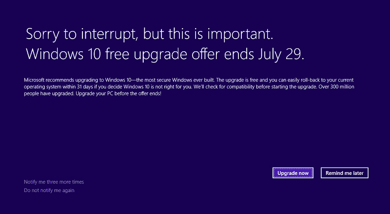 W miarę upływu czasu bezpłatnej aktualizacji systemu Windows 10 - czy istnieje przekonujący powód aktualizacji?