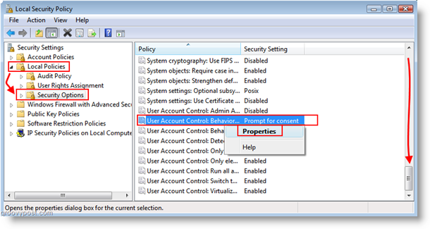 Ustaw zachowanie konta użytkownika dla Kontroli konta użytkownika (UAC) Windows Vista