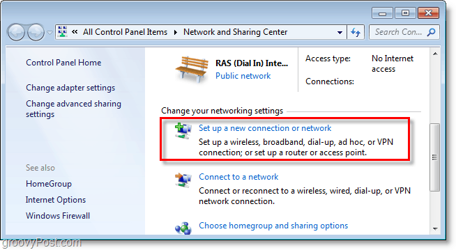 skonfiguruj nowe połączenie lub sieć w Windows 7