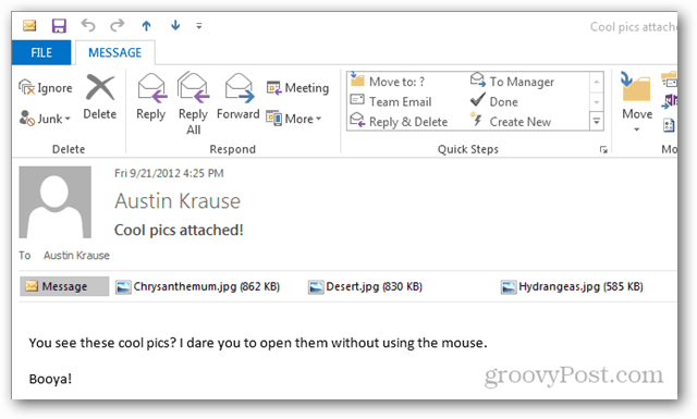 Jak otwierać załączniki w programie Outlook 2013 bez myszy
