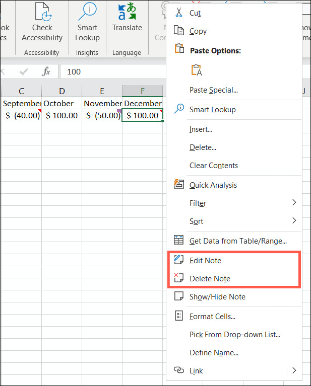 Edytuj lub usuń notatki w programie Excel