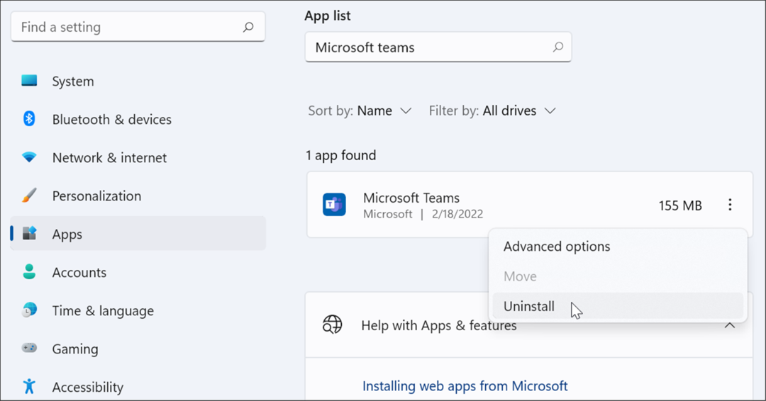 odinstaluj Microsoft Teams się nie ładuje