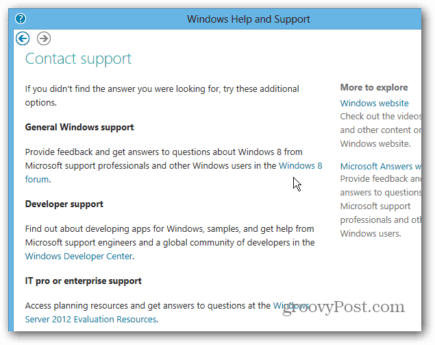 Skontaktuj się z forami pomocy technicznej systemu Windows 8