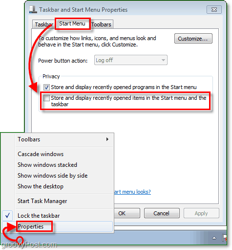 Porady dotyczące wyłączania i czyszczenia historii skoków w systemie Windows 7