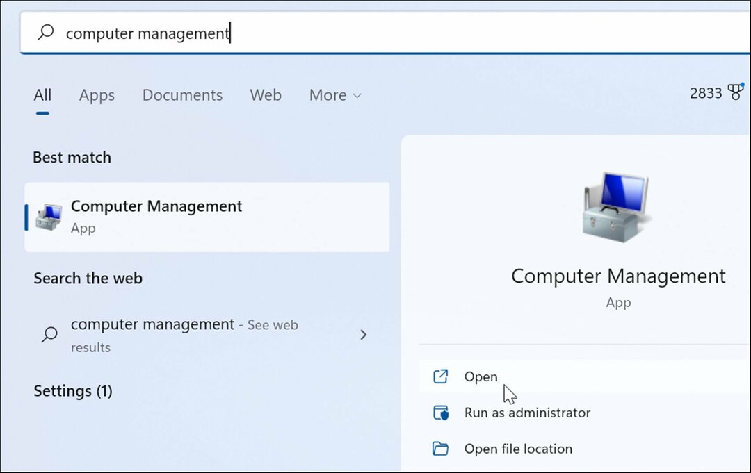 otwarte zarządzanie komputerem otwarte zarządzanie dyskami w systemie Windows 11