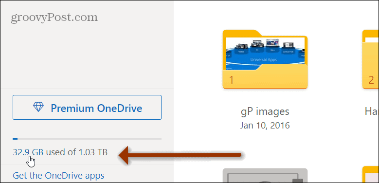 Przestrzeń dyskowa OneDrive w sieci Web