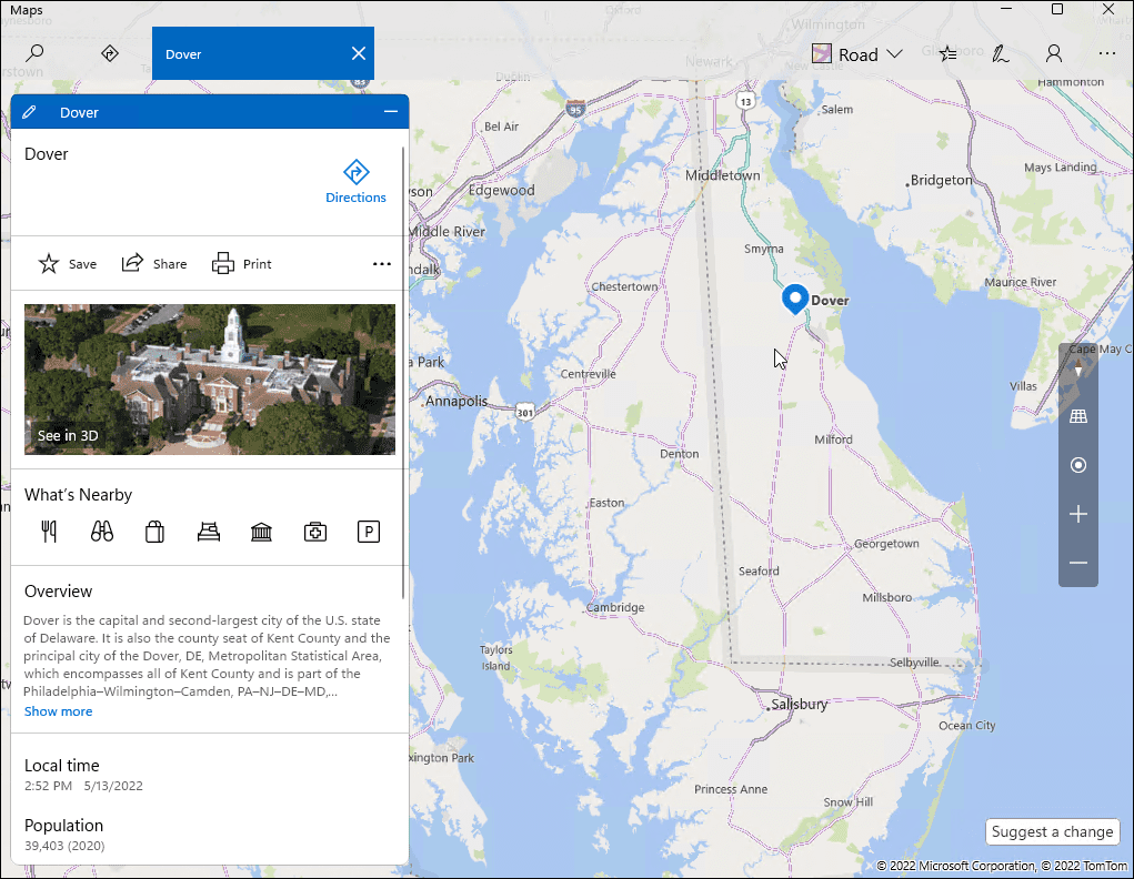 pobierz mapy na Windows 11 Delaware