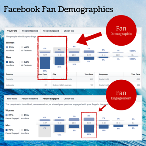 wykres demograficzny fanów na Facebooku