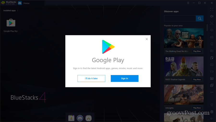 logowanie do Google Play na bluestacks