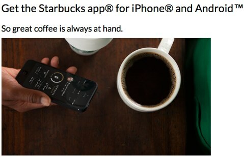 aplikacja kawy Starbucks