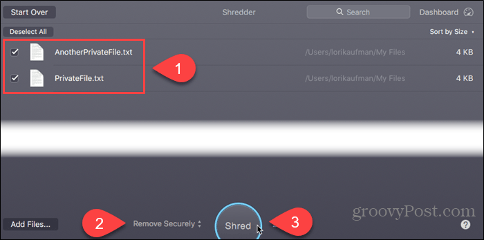 Wybierz Usuń bezpiecznie i kliknij Shred w CleanMyMac 3