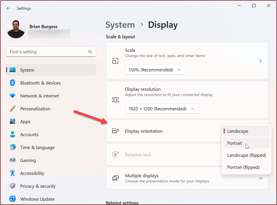 Obróć ekran w systemie Windows 