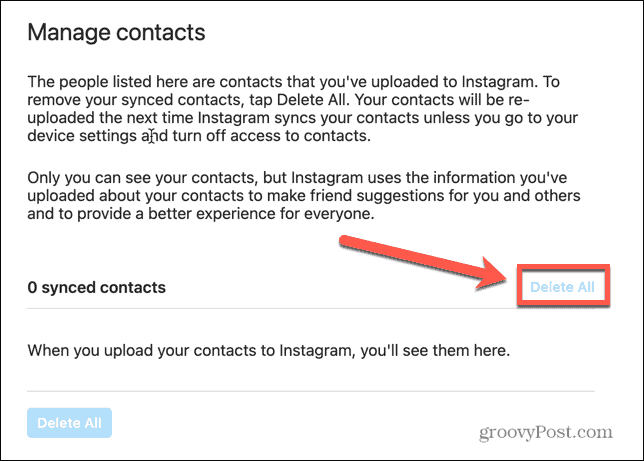 instagram usuń wszystkie kontakty