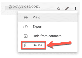 gmail usuń kontakt