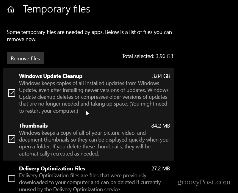 usuń pliki tymczasowe systemu Windows 10