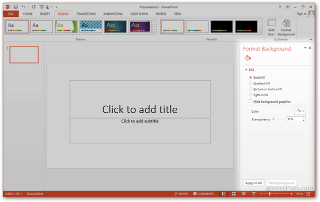 Szablon pakietu Office 2013 Utwórz Utwórz projekt niestandardowy POTX Dostosuj slajdy samouczka Jak sformatować panel tła