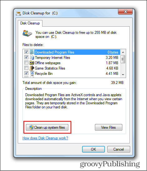 aktualizacja systemu Windows 7 przycisk usuwania starych plików dysk