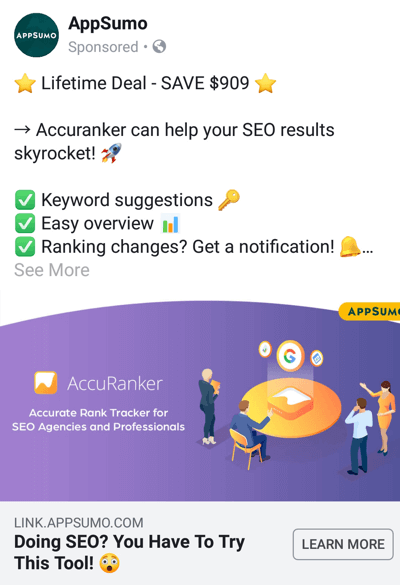 Techniki reklamowe na Facebooku, które przynoszą rezultaty, na przykład AppSumo oferujący ofertę
