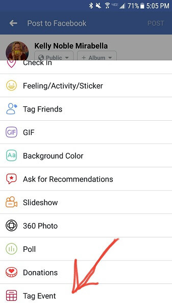 Facebook dodaje opcję oznaczania wydarzenia w aktualizacjach statusu na urządzeniach mobilnych.
