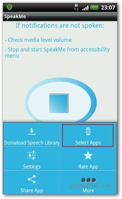 Wybierz aplikacje SpeakMe dla Androida