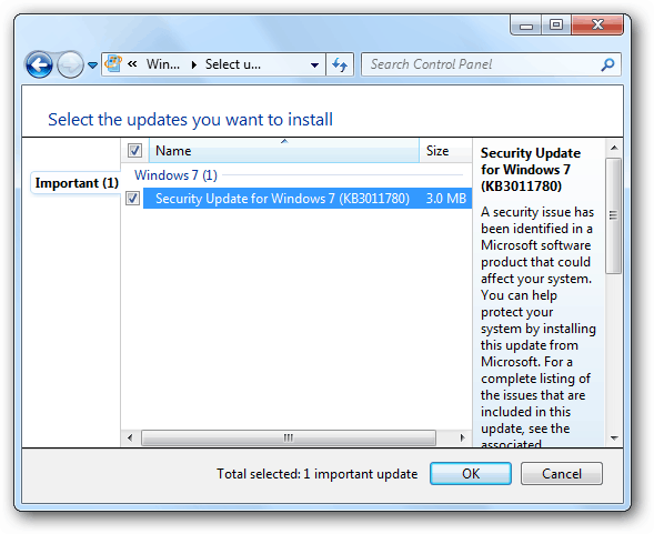 Aktualizacje systemu Microsoft Windows 7